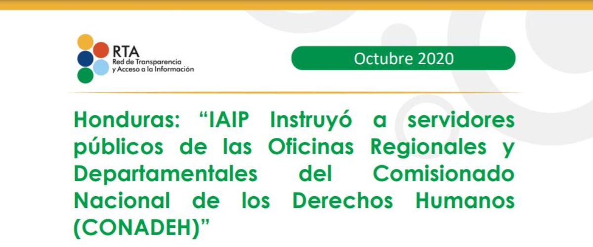 RTA: “IAIP Instruyó a servidores públicos de las Oficinas Regionales y Departamentales del Comisionado Nacional de los Derechos Humanos (CONADEH)”